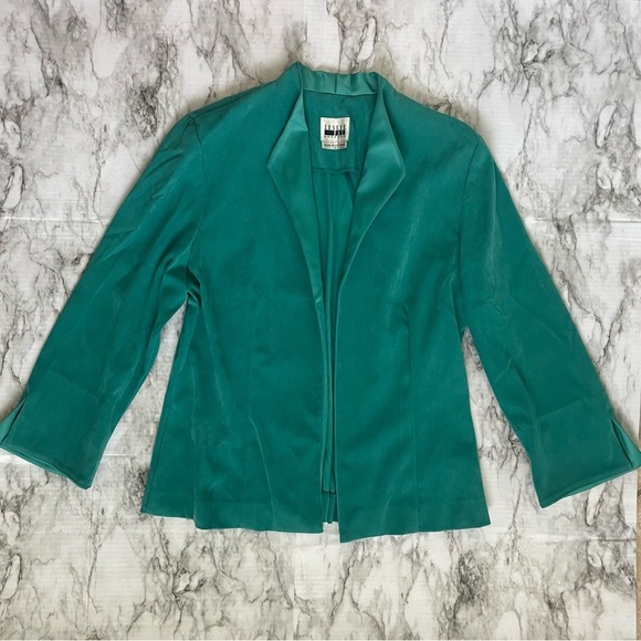 Leslie Fay | VINTAGE Blazer in jade green Open front women’s size 14 - Picture 1 of 8